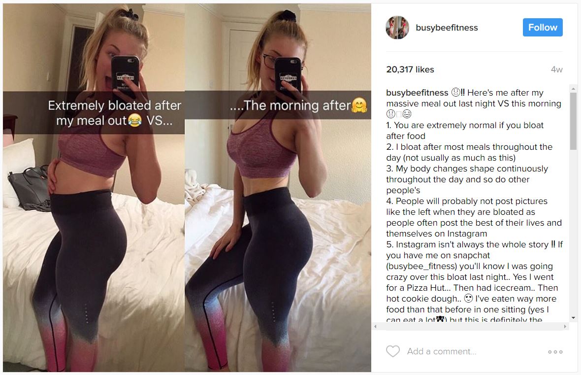 Body Image: Instagram Photos Show Off Bloated Stomach And ...