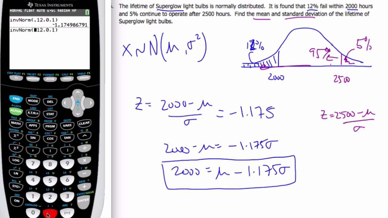 IB Math 11.05.5 Normal Distribution mean and SD example