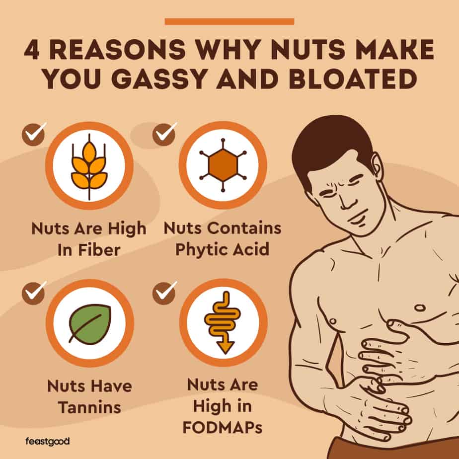 Nuts Make Me Gassy &  Bloated: 4 Reasons &  How To Fix