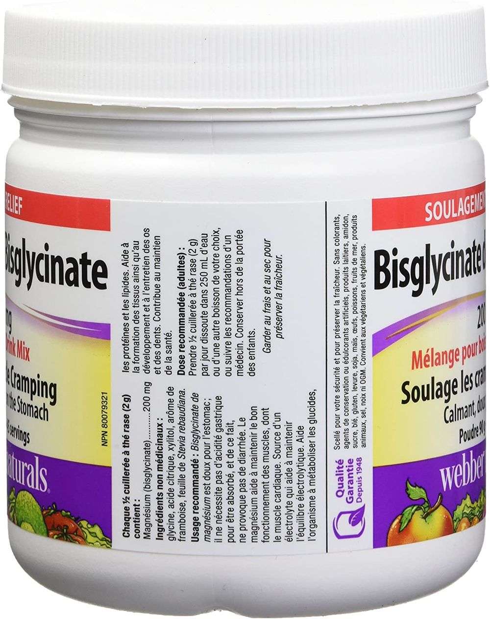 Webber Naturals Magnesium Bisglycinate 200 mg · Raspberry Drink Mix ...