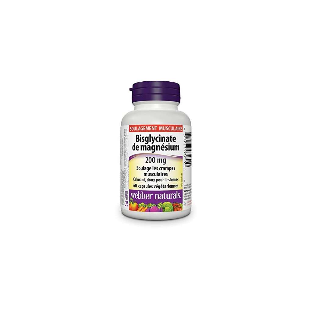 Webber Naturals Magnesium Bisglycinate, Vegetarian Capsule, 200 mg, 60 ...
