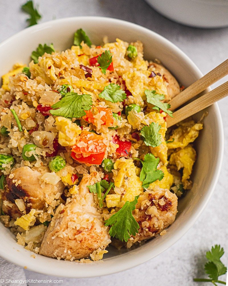 Whole30 Cauliflower Fried Rice with Chicken